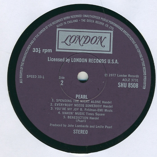 Pearl - Pearl | London Records (SHU 8508) - 3 Pearl - Pearl | London Records (SHU 8508) - 3