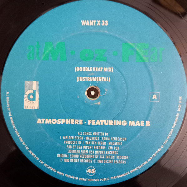 Atmosphere Featuring Mae B - Atm-Oz-Fear | Desire Records (WANT X 33) - 3