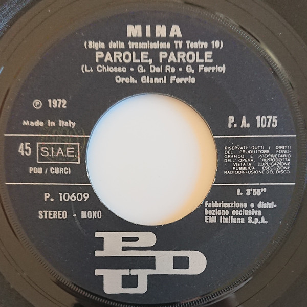 Mina , Alberto Lupo - Parole • Parole | PDU (P.A. 1075) - 3