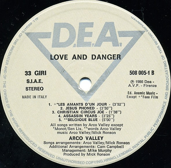 Arco Valley - Love And Danger | D.E.A. (508 005-1) - 4