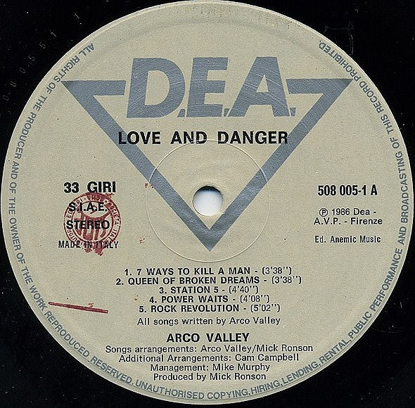 Arco Valley - Love And Danger | D.E.A. (508 005-1) - 3