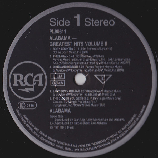 Alabama - Greatest Hits Volume II | RCA (PL90611) - 3