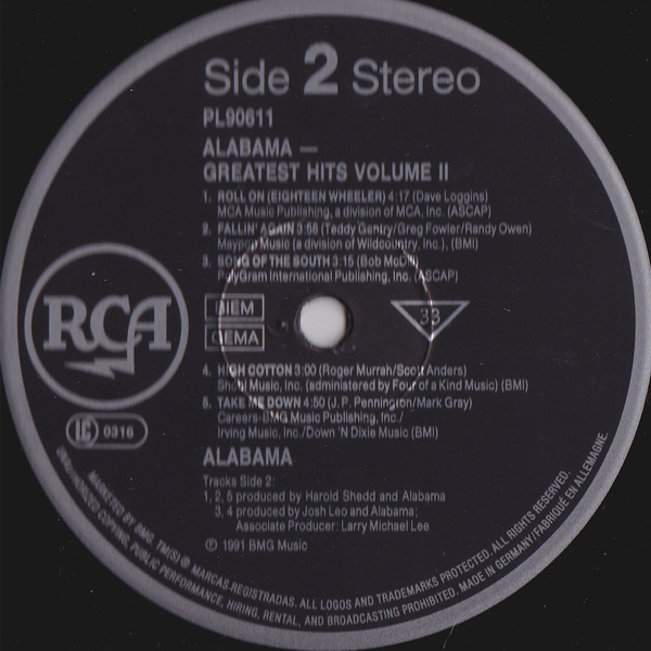 Alabama - Greatest Hits Volume II | RCA (PL90611) - 4