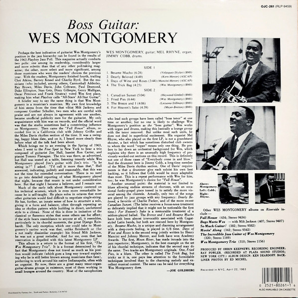 Wes Montgomery - Boss Guitar | Original Jazz Classics (OJC-261) - 2