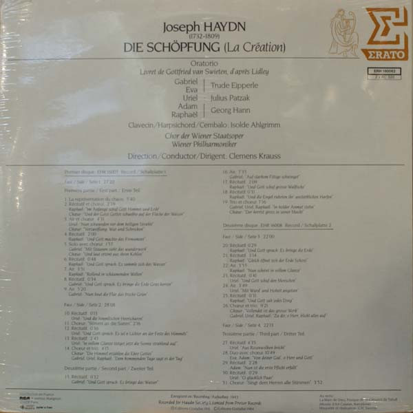 Joseph Haydn , Clemens Krauss - Die Schöpfung | Erato (ERH 160062) - 2 Joseph Haydn , Clemens Krauss - Die Schöpfung | Erato (ERH 160062) - 2