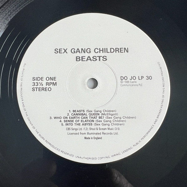 Sex Gang Children - Beasts | Dojo (DOJOLP 30) - 3