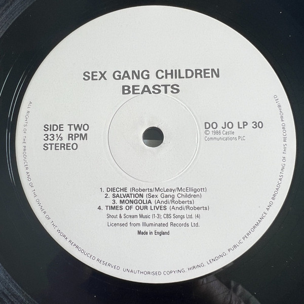 Sex Gang Children - Beasts | Dojo (DOJOLP 30) - 4
