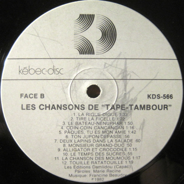 Tape-Tambour - Les Chansons De Tape-Tambour | Kébec-Disc (KDS-566) - 4