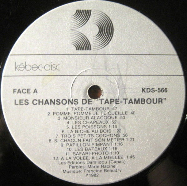 Tape-Tambour - Les Chansons De Tape-Tambour | Kébec-Disc (KDS-566) - 3