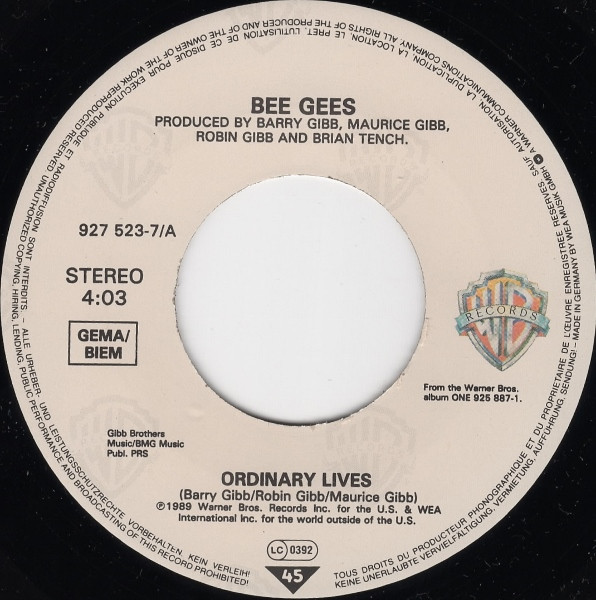 Bee Gees - Ordinary Lives | Warner Bros. Records (927 523-7)