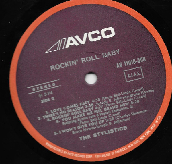 The Stylistics - Rockin' Roll Baby | Avco (AV-11010-598) - 4