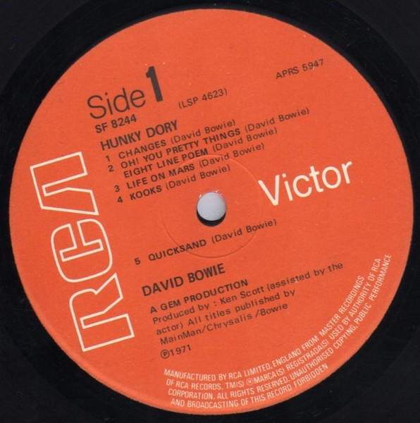 David Bowie - Hunky Dory | RCA Victor (SF 8244) - 3