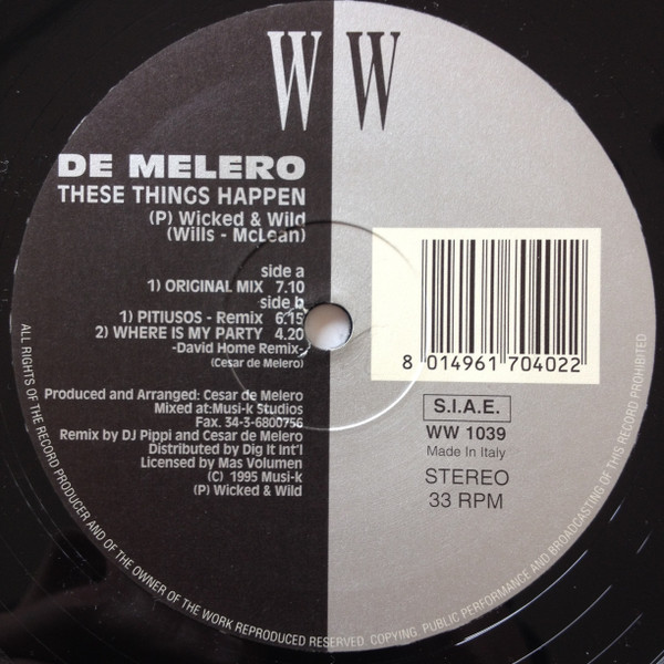 De Melero - These Things Happen | Wicked & Wild Records (WW 1039) - main De Melero - These Things Happen | Wicked & Wild Records (WW 1039) - main