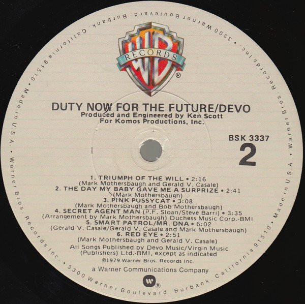 Devo - Duty Now For The Future | Warner Bros. Records (BSK 3337) - 4 Devo - Duty Now For The Future | Warner Bros. Records (BSK 3337) - 4