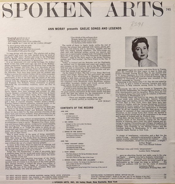 Ann Moray - Ann Moray Presents Gaelic Songs And Legends | Spoken Arts (745) - 2