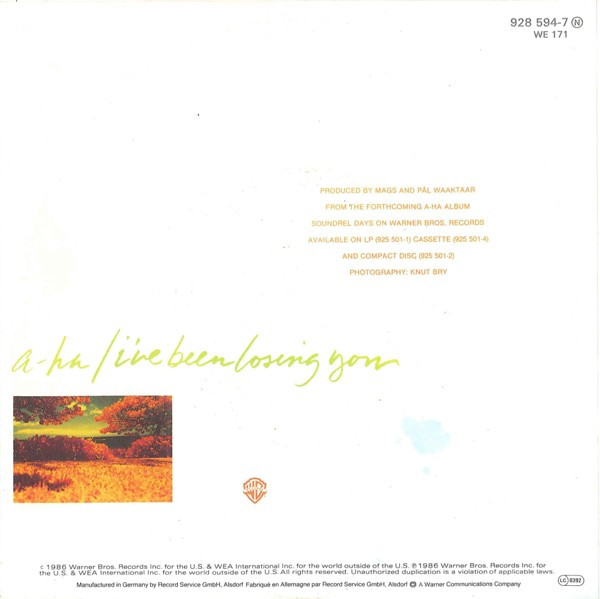 a-ha - I've Been Losing You | Warner Bros. Records (928 594-7) - 2 a-ha - I've Been Losing You | Warner Bros. Records (928 594-7) - 2