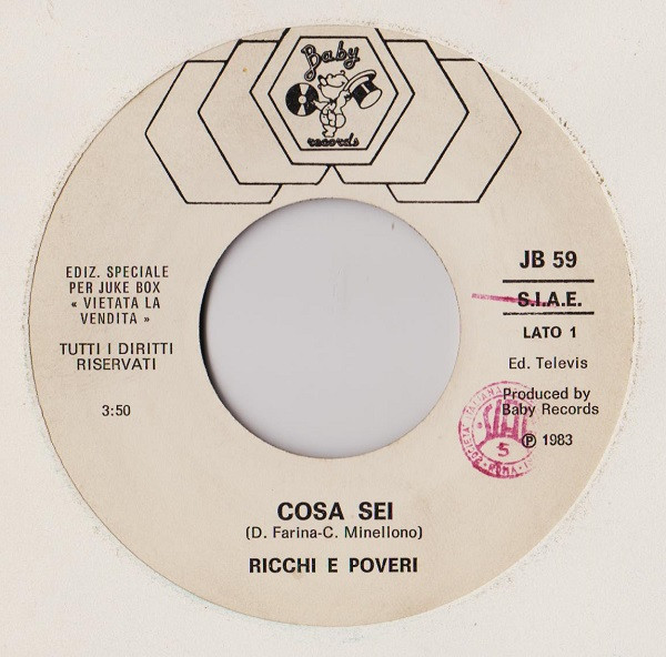 Ricchi E Poveri / Pink Project - Cosa Sei / Hypnotized | Baby Records (JB 59) - main Ricchi E Poveri / Pink Project - Cosa Sei / Hypnotized | Baby Records (JB 59) - main