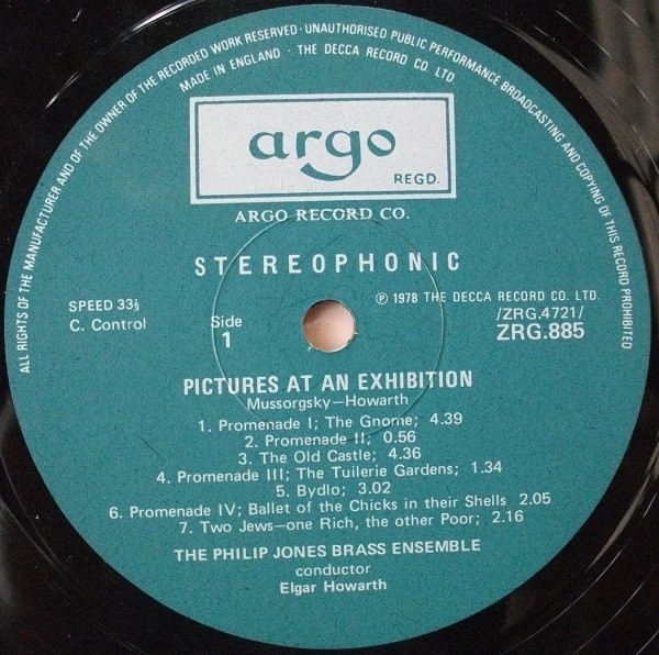 Philip Jones Brass Ensemble , Modest Mussorgsky - Elgar Howarth - Pictures At An Exhibition | Argo (ZRG 885) - 3