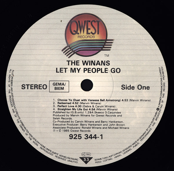 The Winans - Let My People Go | Qwest Records (925 344-1) - 4 The Winans - Let My People Go | Qwest Records (925 344-1) - 4