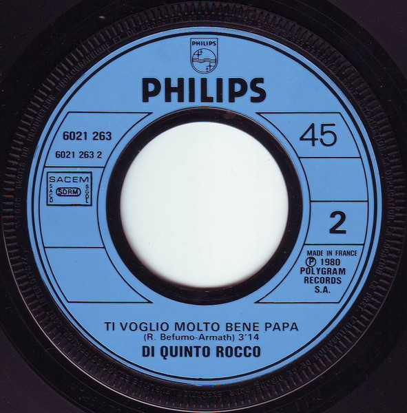 Di Quinto Rocco - Je T'aime Bien Papa (Ti Voglio Molto Bene Papa) | Philips (6021 263) - 4