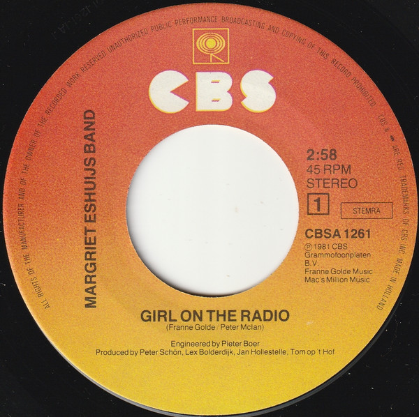 Margriet Eshuijs Band - Girl On The Radio | CBS (CBSA 1261) - 3