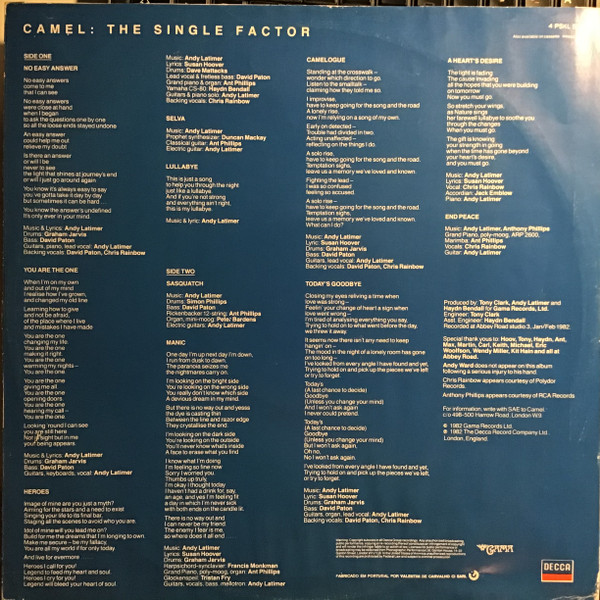 Camel - The Single Factor | Decca (4 PSKL 5328) - 4