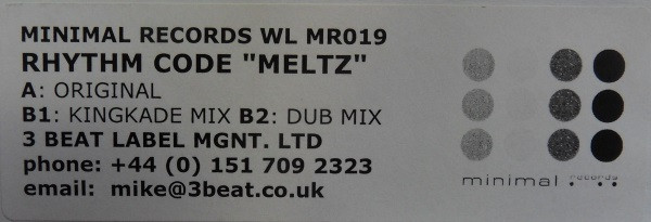 Rhythm Code - Meltz | Minimal Records (MR 019) - main Rhythm Code - Meltz | Minimal Records (MR 019) - main