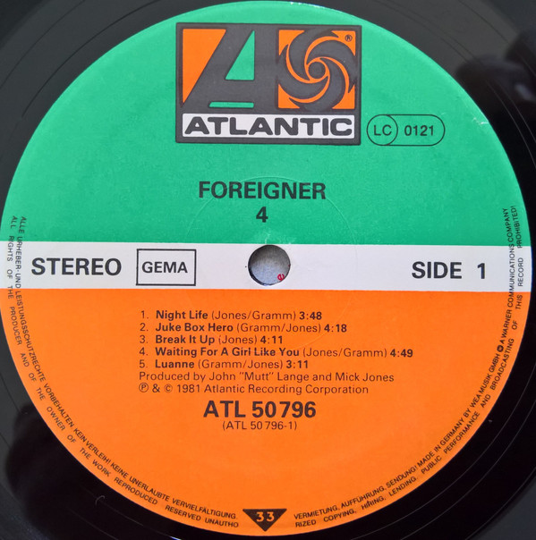 Foreigner - 4 | Atlantic (ATL 50 796) - 3 Foreigner - 4 | Atlantic (ATL 50 796) - 3