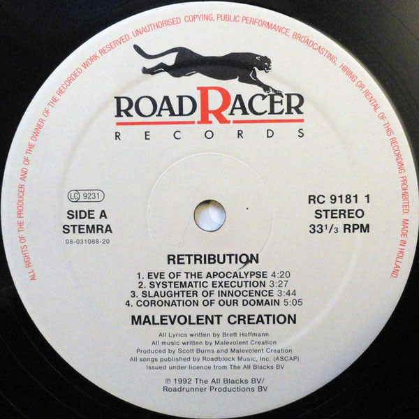 Malevolent Creation - Retribution | Roadracer Records (RC 9181-1) - 3