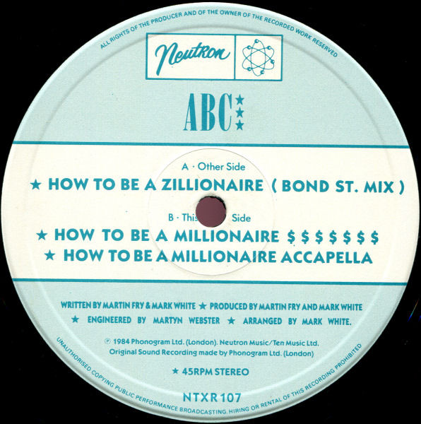 ABC - Zillionaire (Bond St. Mix) | Neutron Records (NTXR 107) - 3 ABC - Zillionaire (Bond St. Mix) | Neutron Records (NTXR 107) - 3