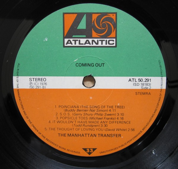 The Manhattan Transfer - Coming Out | Atlantic (ATL 50.291) - 3