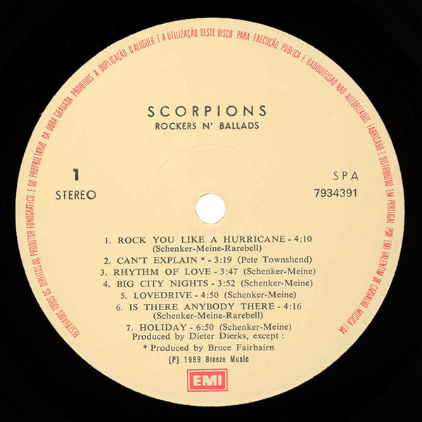 Scorpions - Best Of Rockers 'N' Ballads | EMI (7934391) - 3