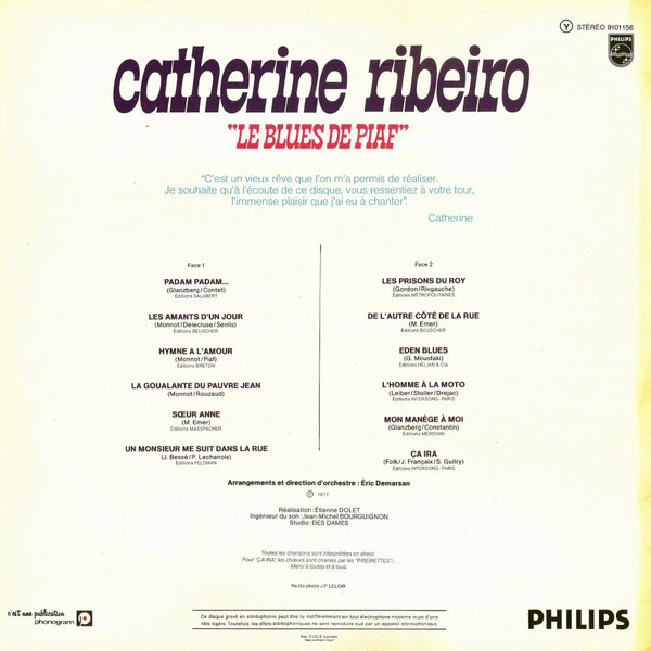 Catherine Ribeiro - Le Blues De Piaf | Philips (9101 156) - 2 Catherine Ribeiro - Le Blues De Piaf | Philips (9101 156) - 2