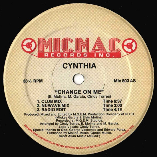Cynthia - Change On Me | Micmac Records, Inc. (Mic 503) - main Cynthia - Change On Me | Micmac Records, Inc. (Mic 503) - main