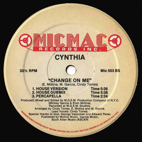 Cynthia - Change On Me | Micmac Records, Inc. (Mic 503) - 2 Cynthia - Change On Me | Micmac Records, Inc. (Mic 503) - 2
