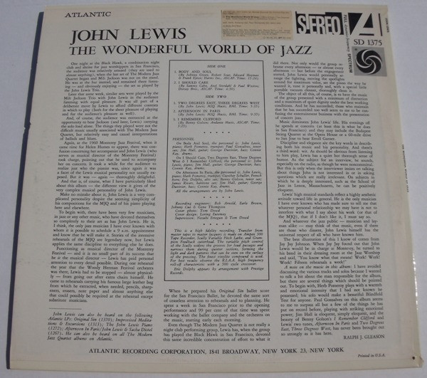 John Lewis - The Wonderful World Of Jazz | Atlantic (SD 1375) - 2 John Lewis - The Wonderful World Of Jazz | Atlantic (SD 1375) - 2