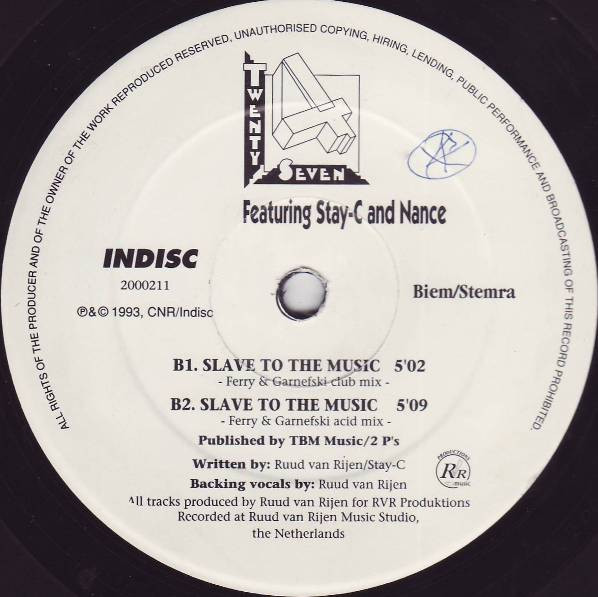 Twenty 4 Seven Featuring Stay-C And Nance - Slave To The Music | Indisc (2000211) - 4 Twenty 4 Seven Featuring Stay-C And Nance - Slave To The Music | Indisc (2000211) - 4