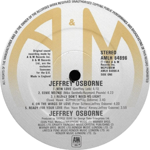 Jeffrey Osborne - Jeffrey Osborne | A&M Records (AMLH 64896) - 3