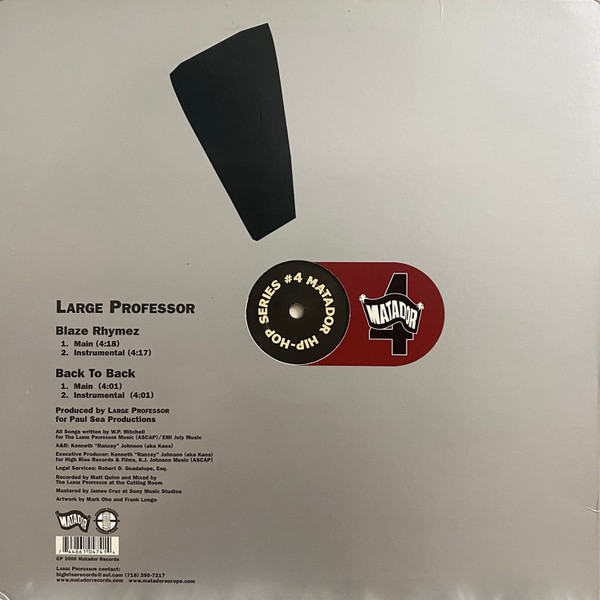 Large Professor - Blaze Rhymez / Back To Back | Matador (OLE 474-1) - 2