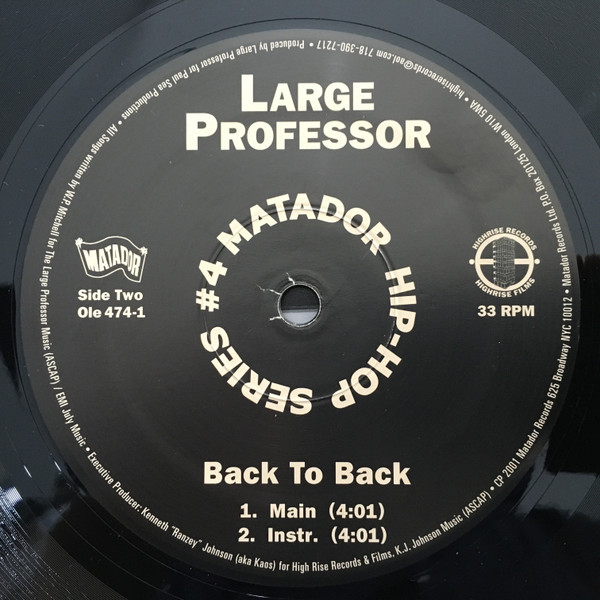 Large Professor - Blaze Rhymez / Back To Back | Matador (OLE 474-1) - 4