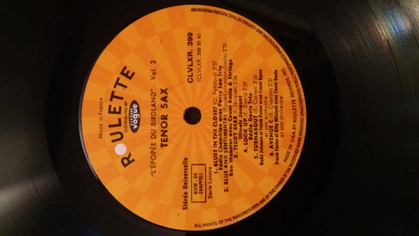 Various - L'épopée Du Birdland Vol.3- Tenor Sax | Roulette Records, Inc. (CLVLXR 399) - 2 Various - L'épopée Du Birdland Vol.3- Tenor Sax | Roulette Records, Inc. (CLVLXR 399) - 2