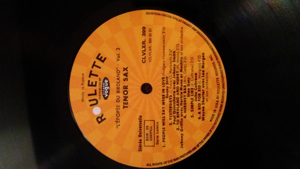 Various - L'épopée Du Birdland Vol.3- Tenor Sax | Roulette Records, Inc. (CLVLXR 399) - 3 Various - L'épopée Du Birdland Vol.3- Tenor Sax | Roulette Records, Inc. (CLVLXR 399) - 3