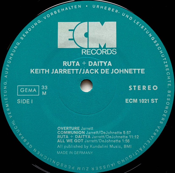 Keith Jarrett • Jack DeJohnette - Ruta And Daitya | ECM Records (ECM 1021 ST) - 3