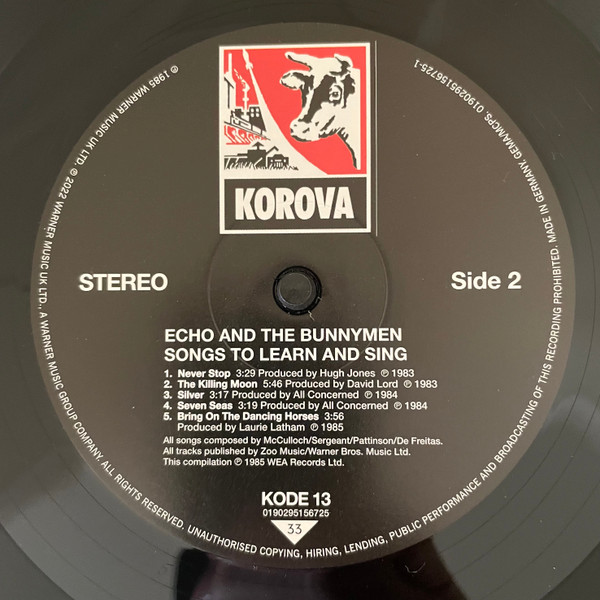Echo & The Bunnymen - Songs To Learn & Sing | Korova (KODE 13) - 4 Echo & The Bunnymen - Songs To Learn & Sing | Korova (KODE 13) - 4
