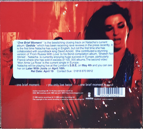 Natacha Atlas & David Arnold - One Brief Moment | Mantra Recordings (mnt42cd) - 2