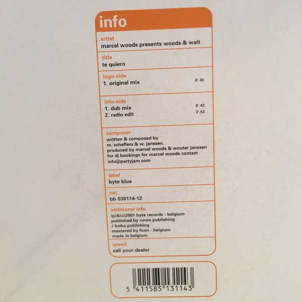 Marcel Woods Presents Marcel Woods & Walt - Te Quiero | Byte Blue (BB 030114-12) - 3