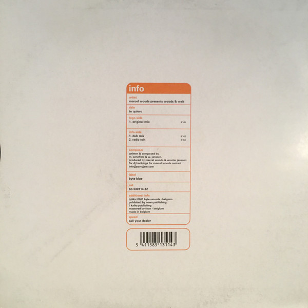Marcel Woods Presents Marcel Woods & Walt - Te Quiero | Byte Blue (BB 030114-12) - 2