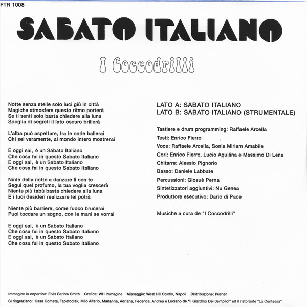 I Coccodrilli - Sabato Italiano | Futuribile (FTR 1008) - 2