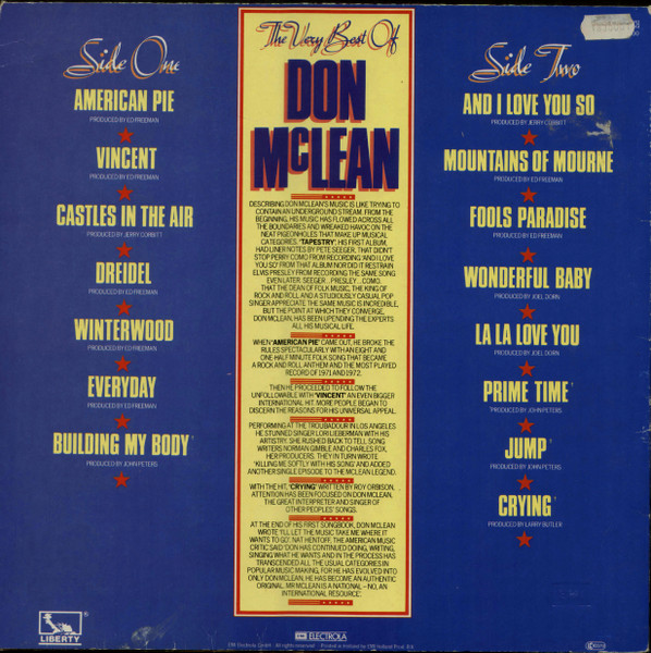 Don McLean - The Very Best Of Don McLean | EMI Electrola (1C 064-83 000) - 2 Don McLean - The Very Best Of Don McLean | EMI Electrola (1C 064-83 000) - 2