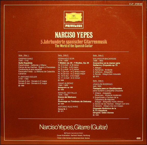 Narciso Yepes - Gaspar Sanz • Padre Antonio Soler • Isaac Albéniz • Manuel De Falla • Joaquín Rodrigo - 5 Jahrhunderte Spanischer Gitarrenmusik • The World Of The Spanish Guitar | Deutsche Grammophon (2726 055) - 4